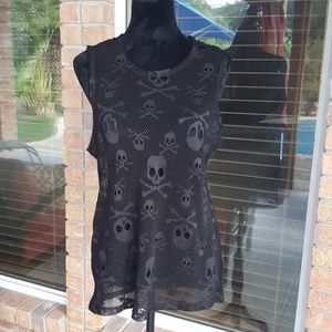 Tripp Nyc Skull Mesh Tank Top